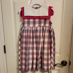 Plaid Kids Dress with Pink and White Collar